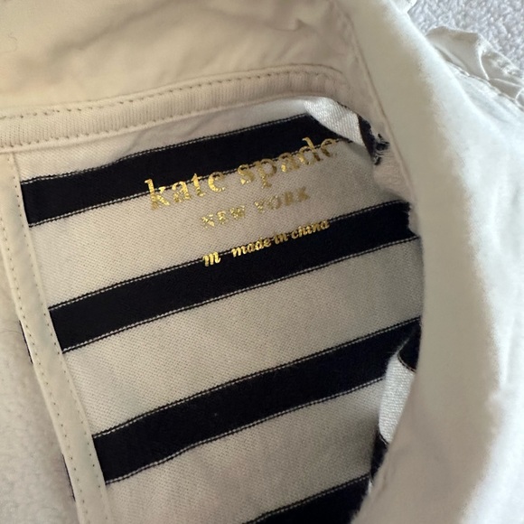 EUC KATE SPADE NEW YORK SHORT SLEEVED STRIPED TOP WITH RUFFLE COLLAR SIZE M - Picture 4 of 8